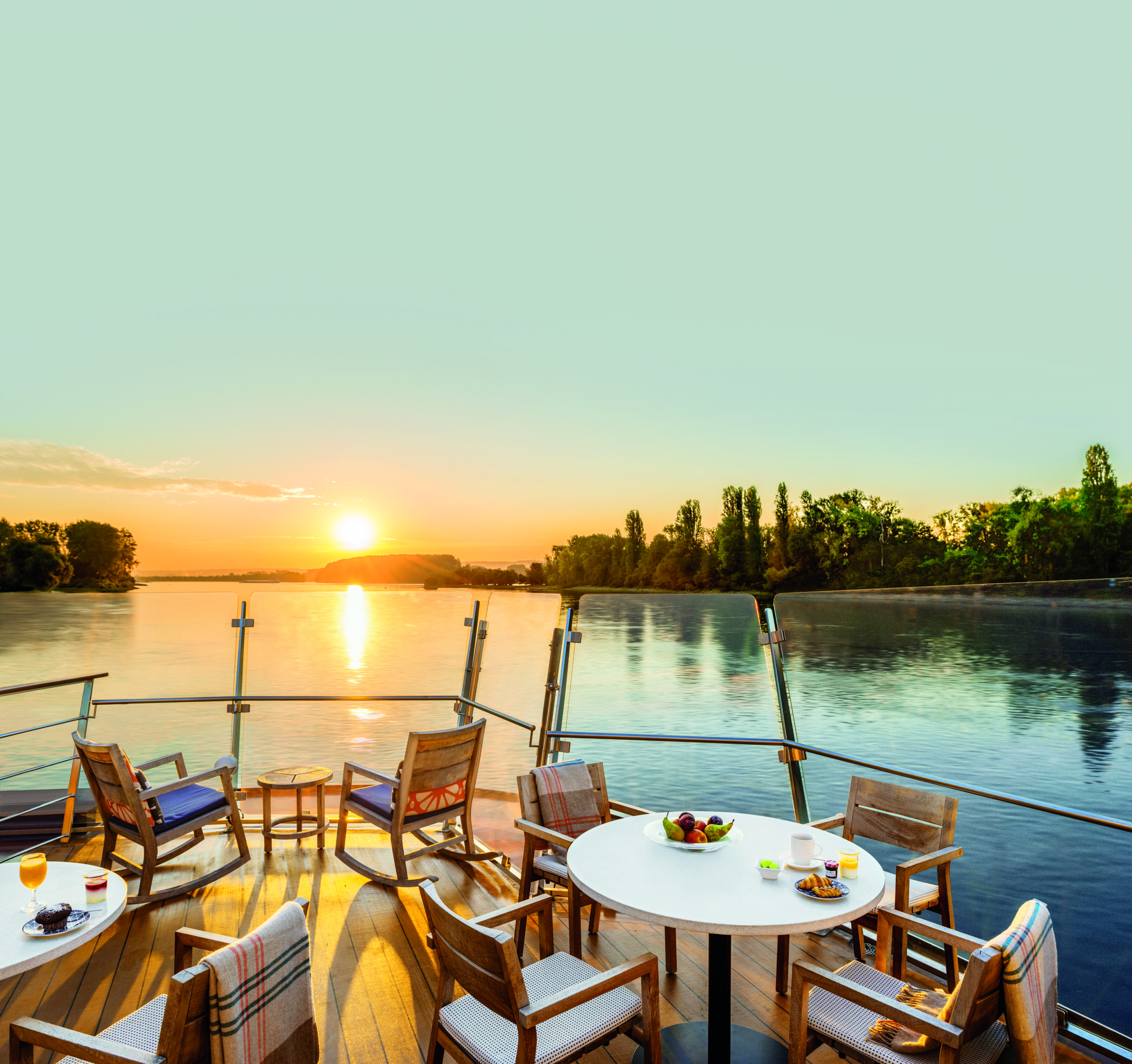 Sunset from Aquavit Terrace on Viking River Cruise