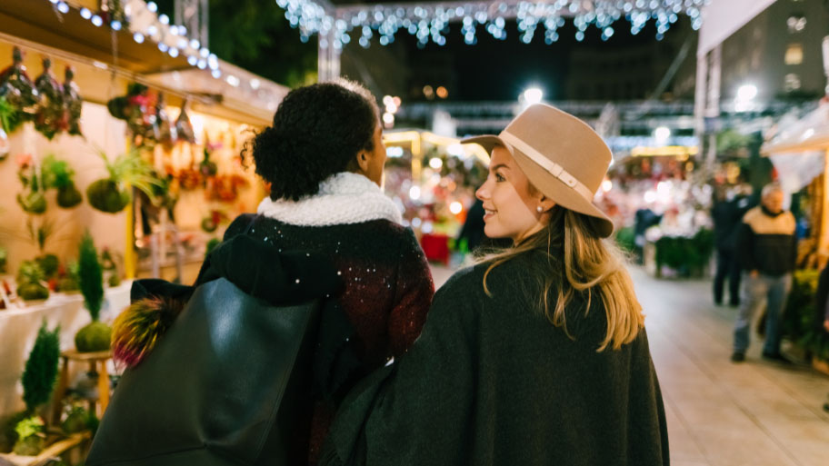 Christmas market shopping