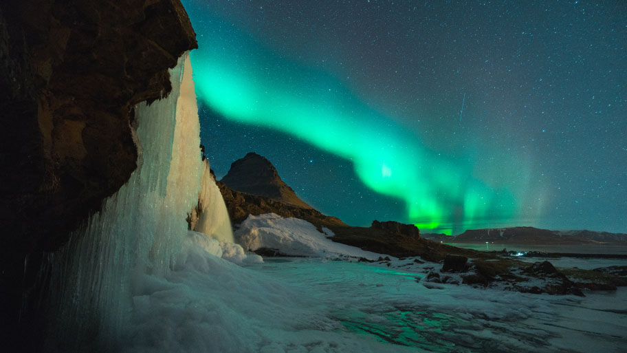 Scenic Northern lights in Iceland