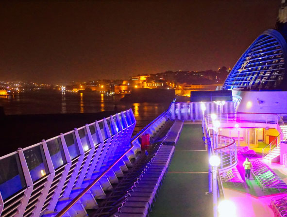 Night Lights on Deck of Cruise Ship