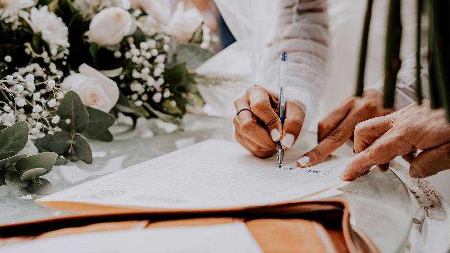 Woman Hands Writing on Document Woman Hands Writing on Document