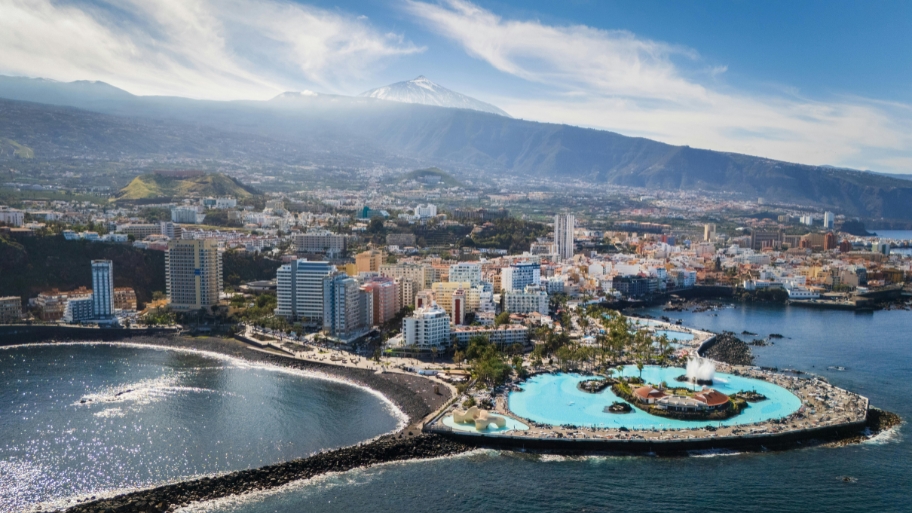 Aerial View of Puerto de la Cruz, Tenerife Coastline